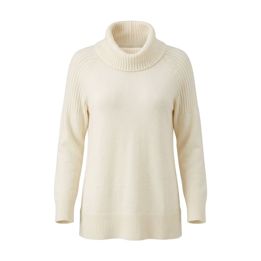 Time and Tru Womens Cream Cowl Neck Ribbed Raglan Sleeve Sweater Size S 4-6